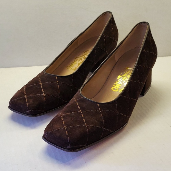 Salvatore Ferragamo Brown Quilted Suede Slip On - Picture 2 of 8